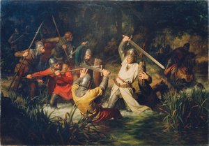 Rudolf von Habsburg in Lebensgefahr, 1872 von Leopold Edler von Löffler Radymno