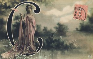 Großbuchstabe C: Lucienne Roger, Halbweltkünstlerin der Belle Époque, 1906 von Leopold Emile Rutlinger