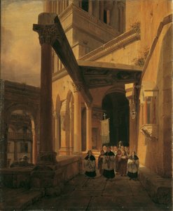 Ansicht eines Säulenganges im Tempel der Diana zu Spalato von Leopold Ernst