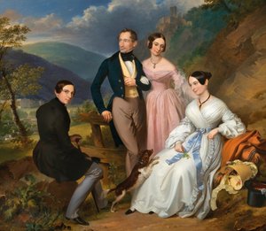 Leopold Fertbauer Familienbild vor der Weilburg 1839