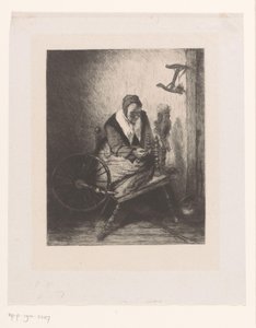 Frau am Spinnrad von Leopold Flameng