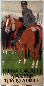 Werbeplakat für Pferdemarkt in Varese, Italien von Leopoldo Metlicovitz