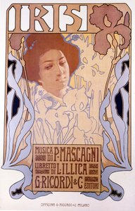 Iris komponiert von Pietro Mascagni, Plakat von Leopoldo Metlicovitz, Libretto von Luigi Illica, 1898 von Leopoldo Metlicovitz
