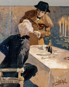 Postkarte illustriert von Leopoldo Metlicovitz (1868-1944) mit Szenen aus Tosca, Oper von Giacomo Puccini (1858-1924)