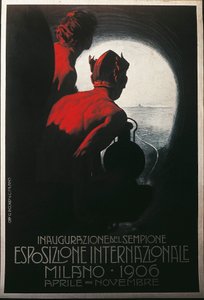 Plakat für den Transalpinen Simplon-Tunnel auf der Mailänder Internationalen Ausstellung, April-November 1906