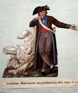 Französische Revolution: Ein Vandalist, Zerstörer von Kunstwerken. Gouache der Brüder Lesueur, Musée Carnavalet, Paris von Lesueur Brothers
