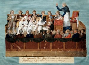 Französische Revolution: Bürger von Paris bieten ihren Schmuck der Nationalversammlung an. Illustration der Brüder Lesueur, 1792-1795. Musée Carnavalet, Paris von Lesueur Brothers