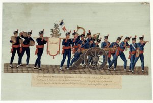 Französische Revolution von 1789: Junge Männer tragen Pulver und Salpeter zur Konvention von Lesueur Brothers