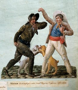 Französische Revolution: Zwei Bürger kämpfen. Gouache der Brüder Lesueur (18. Jahrhundert)