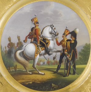 Hauptoffizier und Unteroffizier des Husarenregiments der Leibgarde, 1829 von Lev Alexandrovich Belousov