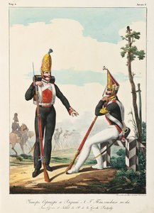 Unteroffizier und Soldat des Pavlovsky-Garde-Regiments, 1830-1840er