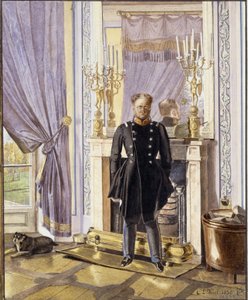 Porträt des Großherzogs Konstantin Pawlowitsch von Russland am Kamin von Lev Ivanovich Kiel