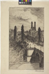 Maximilianstraße und Frauenkirche, München, Bayern von Lewis Henry Meakin