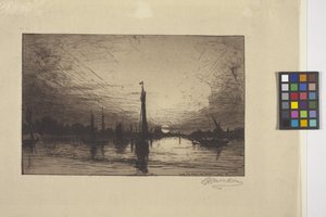 Sonnenuntergang am Rhein bei Köln von Lewis Henry Meakin