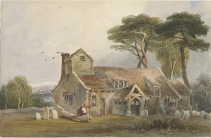 Rushton Spencer Kirche: Aquarell von Lewis John Wood