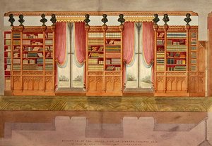 Ansicht der Südseite der Bibliothek, Snelston Hall, Derbyshire