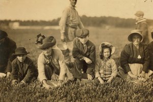 Annette Roy, angeblich 7 Jahre alt, und Napoleon Ruel, angeblich 9 Jahre alt, pflücken Preiselbeeren im Smart