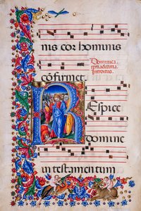 Piccolomini-Bibliothek: Chorbuch, cod. 24.9, ff. 67v mit der „Heilung des Aussätzigen“ von Liberale da Verona