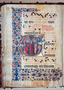 Piccolomini-Bibliothek: Chorbuch, cod. 28.12, ff. 94v mit der Jungfrau und allen Heiligen, von Francesco Rosselli und Liberale da Verona (ca. 1445 - 1527/9) von Liberale da Verona