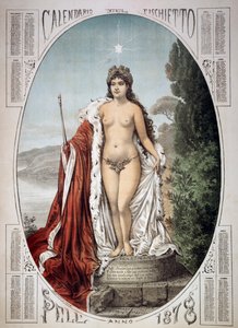 Allegorie Italiens auf einem Sockel aus Steuern und Gebühren, Kalender der Pfeife, Jahr 1878, Italien von Unbekannt Unbekannt
