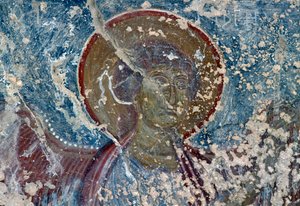 Engel, Fresko in der Kirche Panagia, Rodovani, Kreta, Griechenland