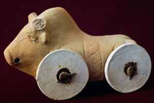 Tier auf Rädern, Terrakotta-Kinderspielzeug, italische Zivilisation
