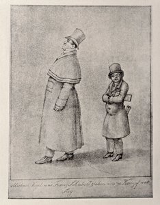 Österreich, Wien, Karikatur des österreichischen Baritonsängers Johann Michael Vogl und des Komponisten Franz Peter Schubert, um 1825, Bleistiftzeichnung von Unbekannt Unbekannt