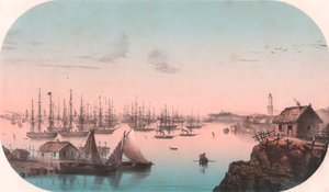 Baltische Flotte in Baro Sund, Finnland, Farblithografie, 29x20 cm, aus Episodes de la guerre d