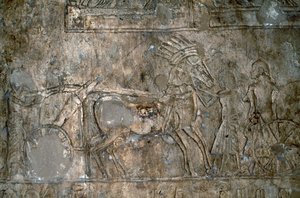 Basrelief mit Wagen, Nekropole von Tell el-Amarna, Ägypten, ägyptische Zivilisation, Neues Reich, 18. Dynastie
