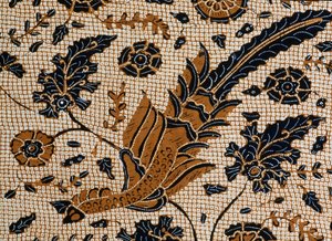 Batik mit traditionellem Design namens Peksi Podang, Surakarta, Java, Indonesien (Detail)