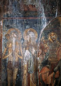 Christus und Heilige, Fresko in der Kirche Agios Ioannis, Kantanos, Kreta, Griechenland von Unbekannt Unbekannt