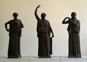 Tänzer oder Hydrophorai (Wasserträgerinnen), Gruppe von fünf Bronzeskulpturen aus der Villa der Papyri, Herculaneum, Kampanien, Italien. Römische Zivilisation von Unbekannt Unbekannt