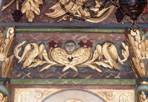 Dekoration, Detail der Ikonostase in der byzantinischen Kirche St. Georg, Anidri, Kreta, Griechenland von Unbekannt Unbekannt