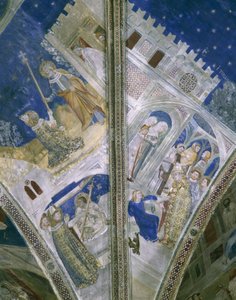 Detail aus dem Gewölbe in der St. Martial-Kapelle, Papstpalast in Avignon, mit Fresken von Unbekannt Unbekannt