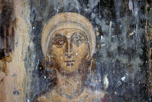 Weibliche Figur, Fresko in der byzantinischen Kirche Agios Athanasios, Kefali, Kreta, Griechenland von Unbekannt Unbekannt