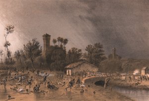 Erste Division der Regina-Brigade greift die Montreoli-Brücke an, Palestro, Lombardei von Unbekannt Unbekannt
