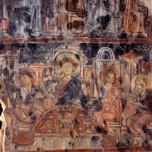 Fresko in der byzantinischen Kirche Agios Nikolaos, Maza, Kreta, Griechenland von Unbekannt Unbekannt