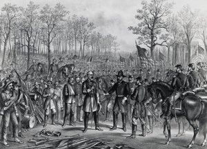 General Robert Lee kapituliert vor General Ulysses Grant in Appomattox, 9. April von Unbekannt Unbekannt