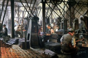 Eisen & Stahl, Schmieden von Feilen, Cyclops Steel and Iron Works, Sheffield, Yorkshire