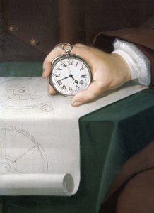 John Harrison mit seinem Marinechronometer, ca. 1767