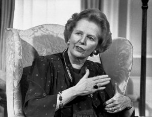 Margaret Thatcher, britische Politikerin, April 1987 von Unbekannt Unbekannt