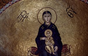 Mosaik der Jungfrau Maria aus dem Inneren des Klosters Hosios Loukas, Griechenland, gegründet im frühen 10. Jahrhundert von Unbekannt Unbekannt