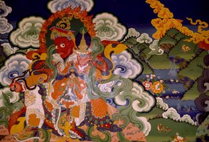 Wandmalerei aus dem lamaistischen Kloster von Lamayuru, Laddakh, Indien