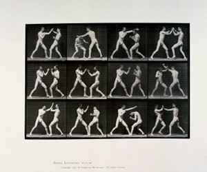 Nackte männliche Athleten beim Boxen, ca. 1872-1885