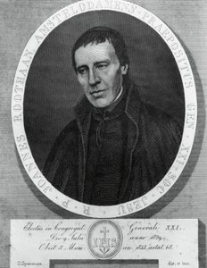 Porträt von Jan Philipp Roothaan, Zeichnung und Gravur von Serafino Speranza nach einem Gemälde von Frans Quartier von Unbekannt Unbekannt