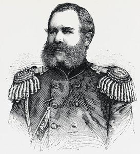 Porträt von Nikolai Obruchev (1830-1904), russischer General, Gravur von Unbekannt Unbekannt