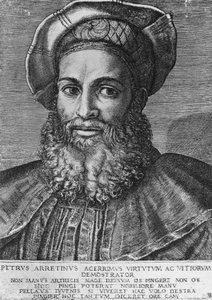 Porträt von Pietro Aretino, graviert von Marcantonio Raimondi