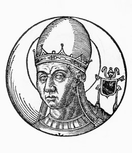 Porträt von Papst Zosimus (gestorben 418), 41. Papst der katholischen Kirche ab 417, Gravur von Unbekannt Unbekannt