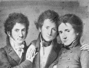 Porträts von Filippo Ugoni (1794-1877), Andrea Tonelli (1793-1859) und Giovita Scalvini (1791-1843), italienische Patrioten