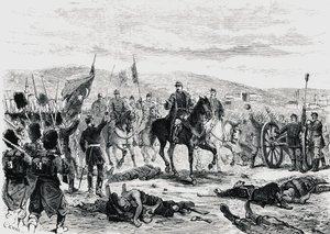 Prinz Carol von Rumänien inspiziert die Truppen nach der vierten Schlacht von Pleven, Russisch-Türkischer Krieg